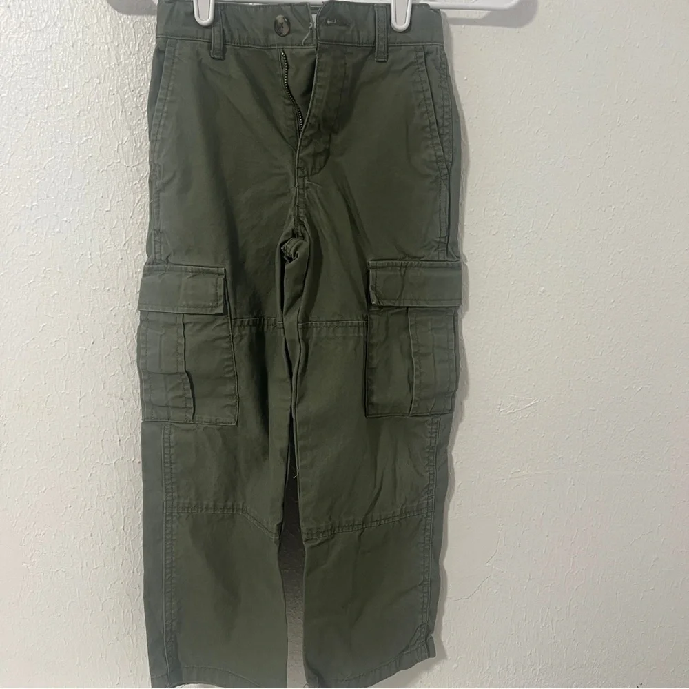 Old Navy Boys Bundle (2) Size 7 Slim Baggy Cargo Pants Beige Olive Adj Waist